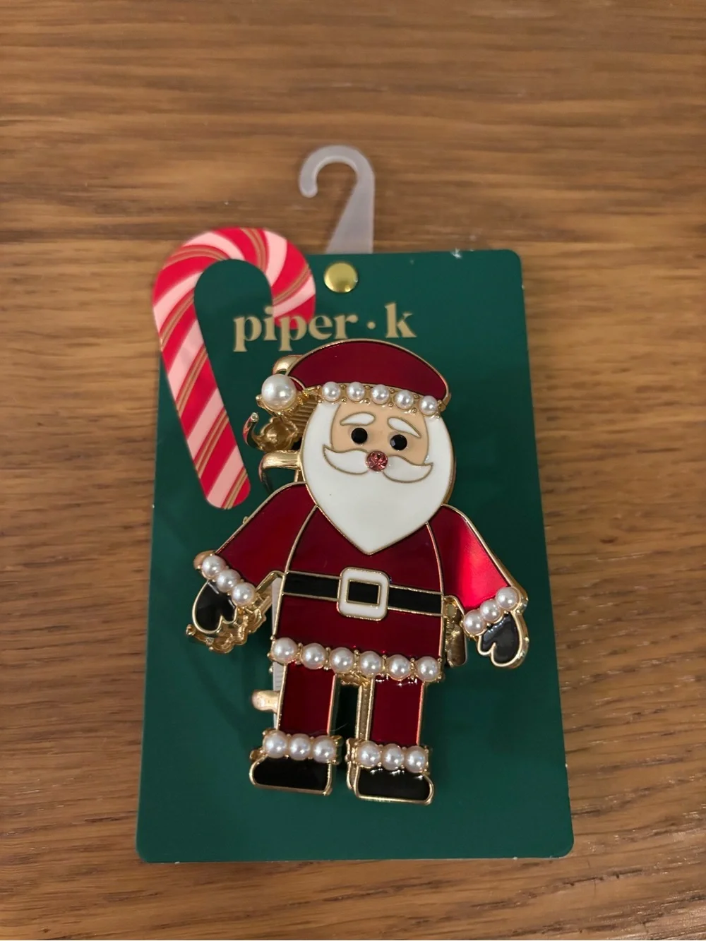 Piper K Santa Claus metal claw hair clip with pearl embellishments New